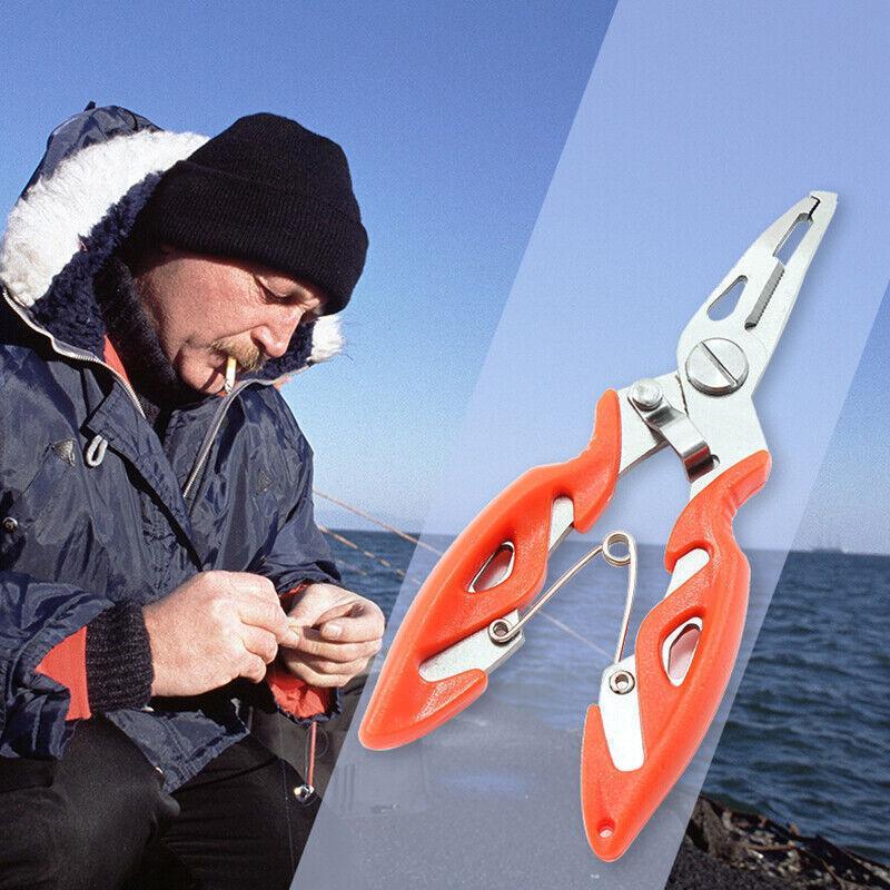Multi Function Fishing Pliers Line Cutter Split Ring Tool with Grip Scissors Design