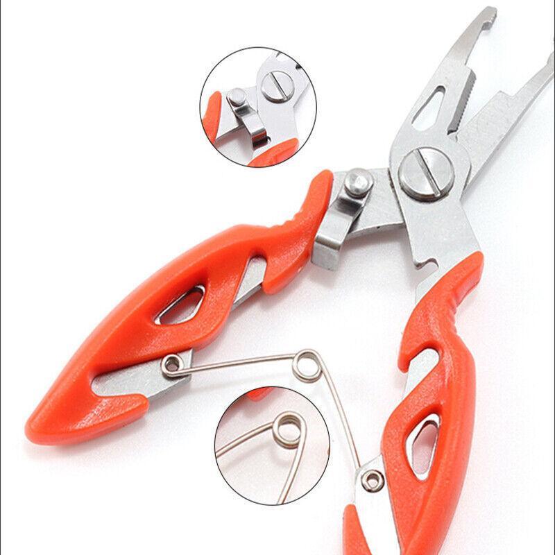 Multi Function Fishing Pliers Line Cutter Split Ring Tool with Grip Scissors Design