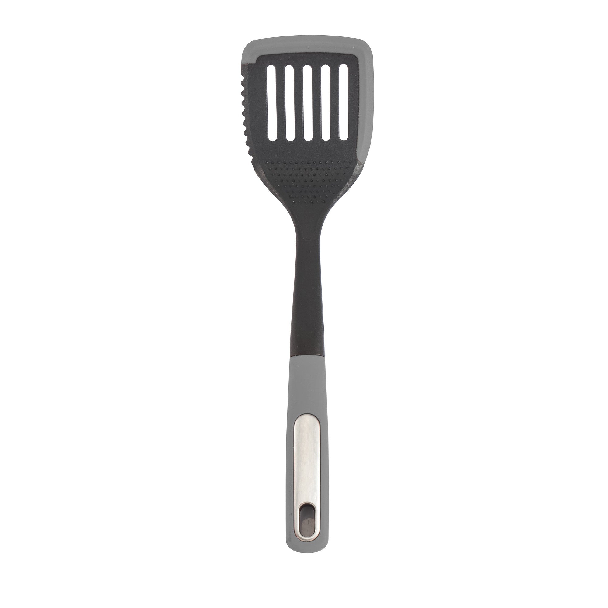 Silicone Scratch and Heat Resistance Edge Slotted Turner, Grey
