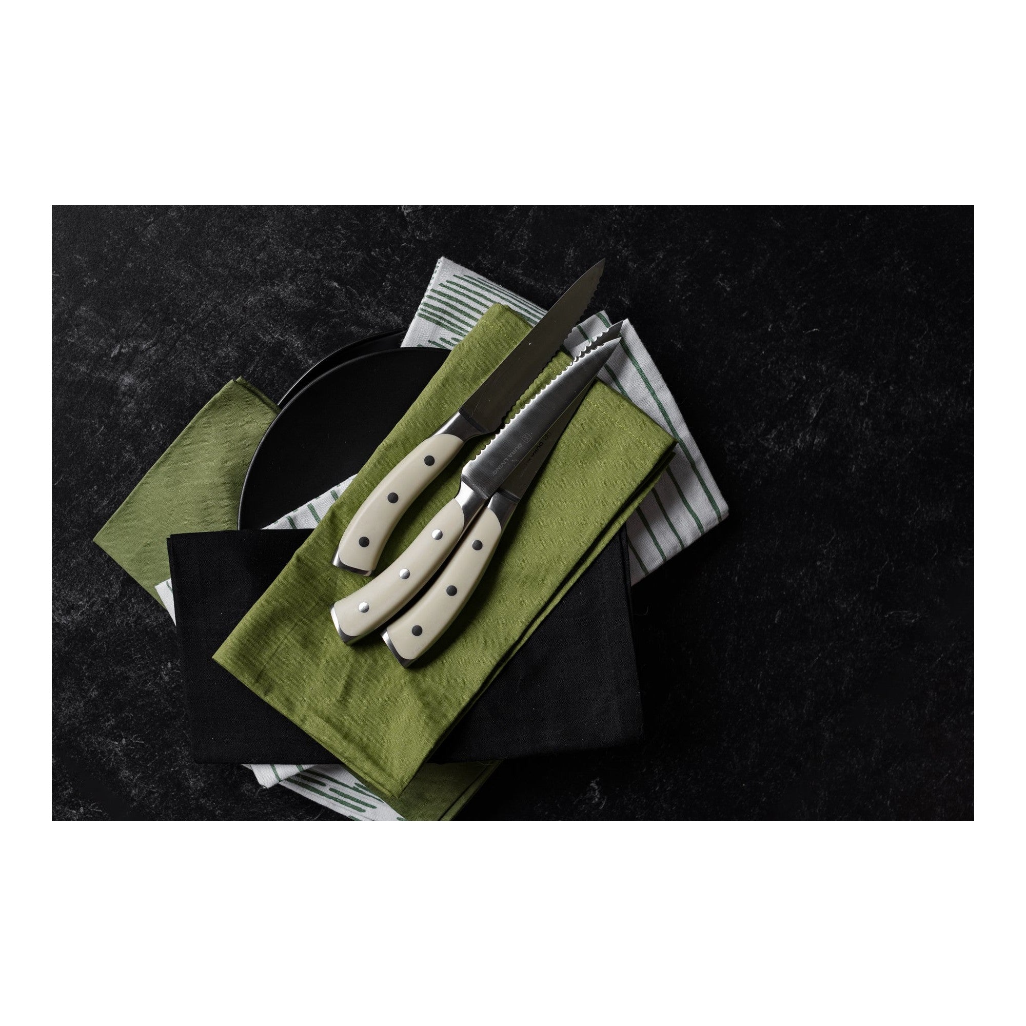 Elite Set of 4 Steak Knives - Cream