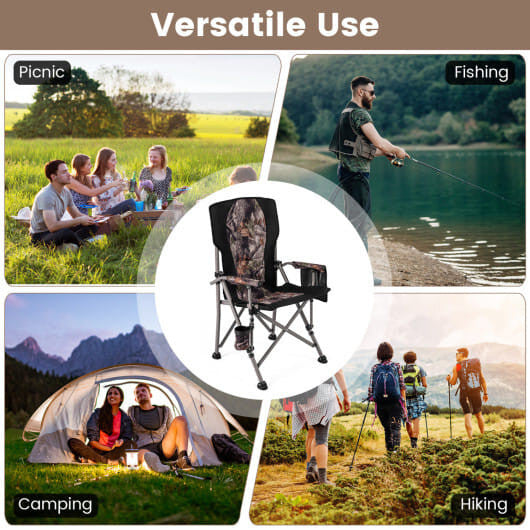 Portable Camping Chair with 400 LBS Metal Frame and Anti-Slip Feet
