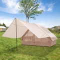 4-6 People Inflatable Camping Tent with Porch and Carrying Bag-Beige