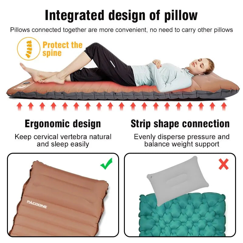 10cm Self-Inflating Air Mattress Splicable Pad Brown