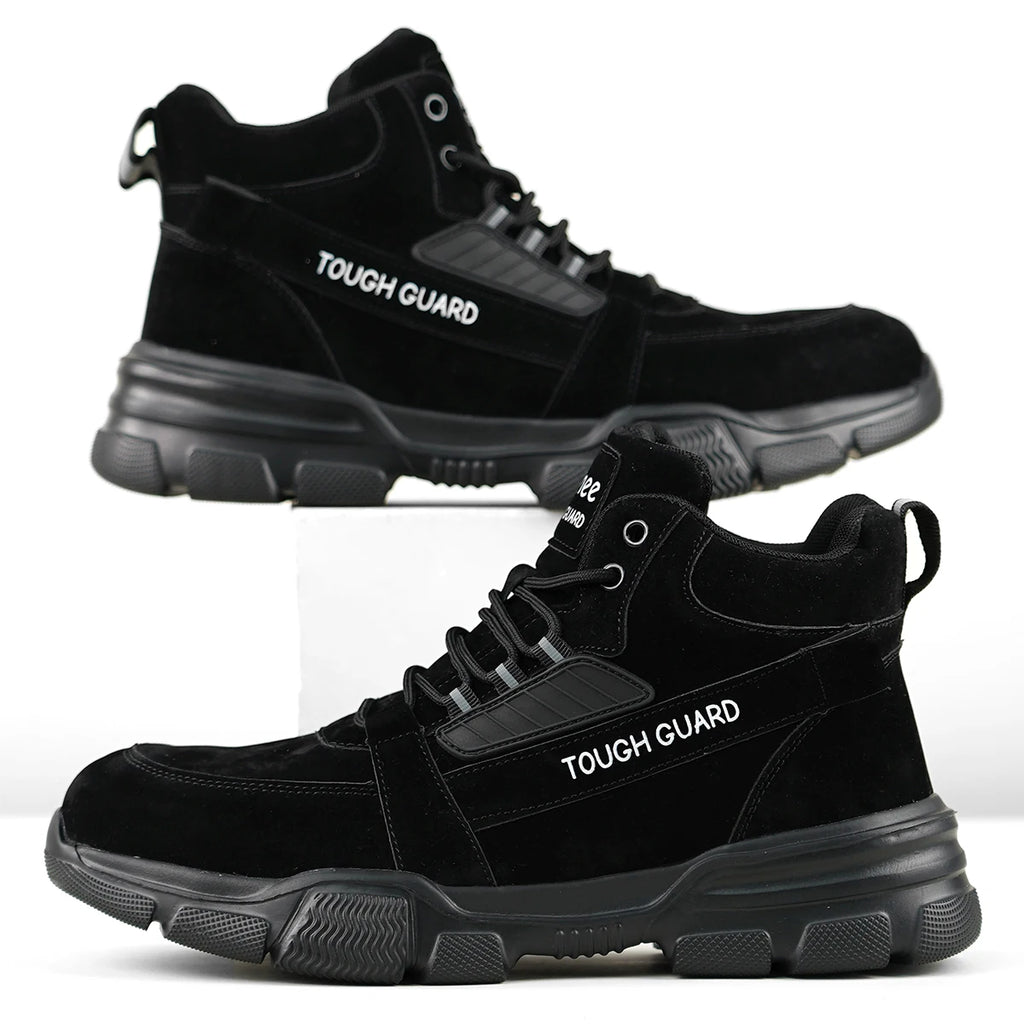 Men's High Top Steel Toe Safety Work Boots with Anti Slip Wear Resistant Outsole