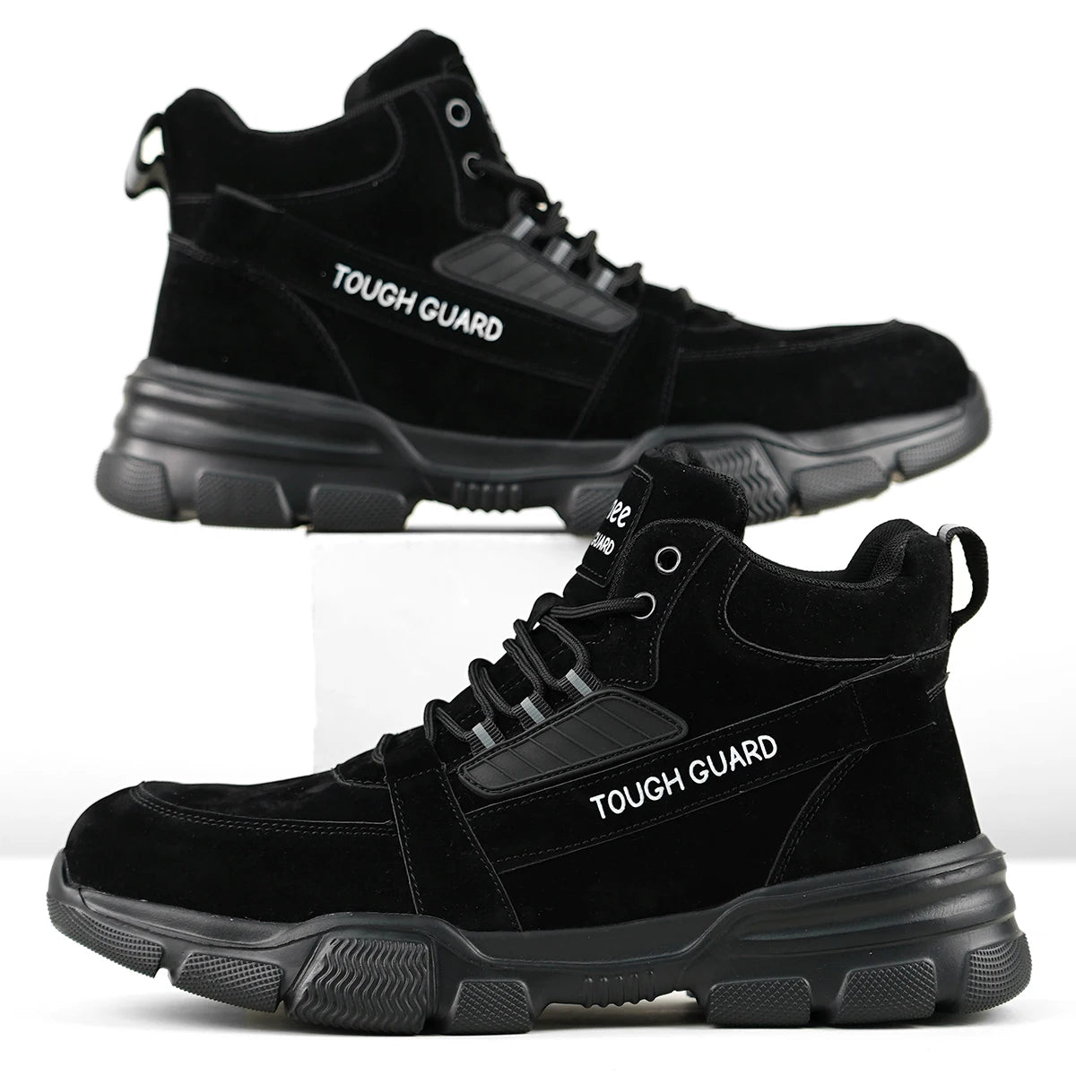Men's High Top Steel Toe Safety Work Boots with Anti Slip Wear Resistant Outsole