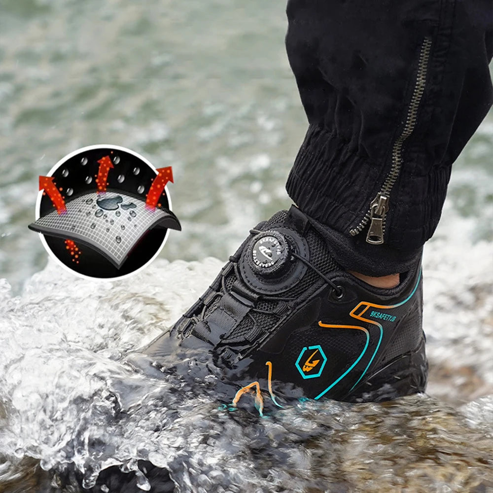 Steel Toe Shoes for Men Indestructible Work Boots Lightweight Safety Shoes Working Anti-smash Anti-puncture Protective Sneakers