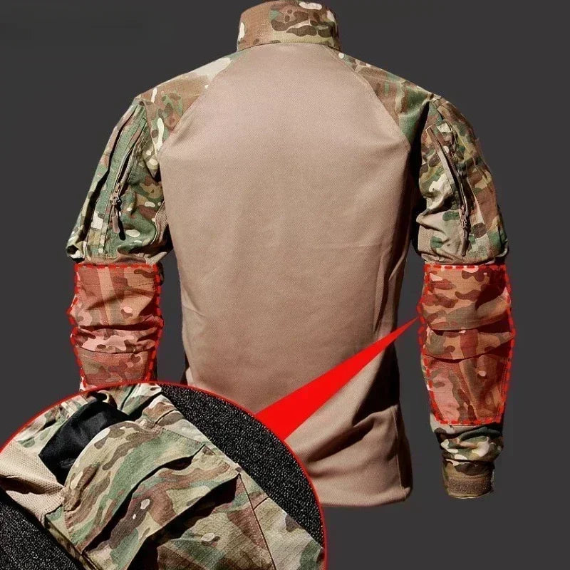 Outdoor Camo Suits Tactical Shirts Training Set Multi-pocket Work Wear Pants Men Clothing Hunting Clothes Wear-resisting