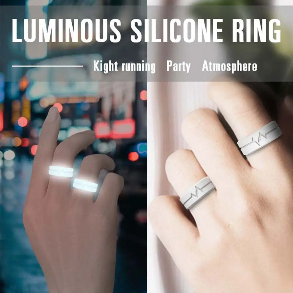 New Luminous Silicone Ring Women Men Glow In The Dark Round Finger Rings Fluorescent Flexible Party Jewelry Anniversary Gifts
