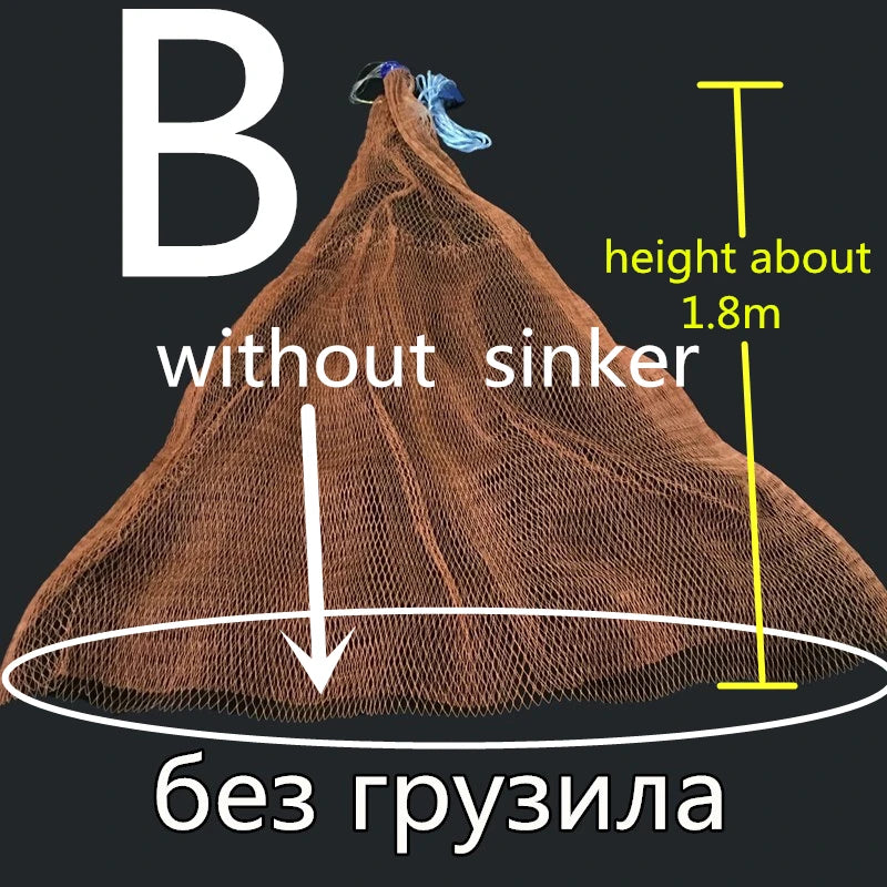 Finefish Hand Throw Fish Network Cast Net Outdoor Water Sport Hunting Catch Fishing Net Small Mesh Gillnet