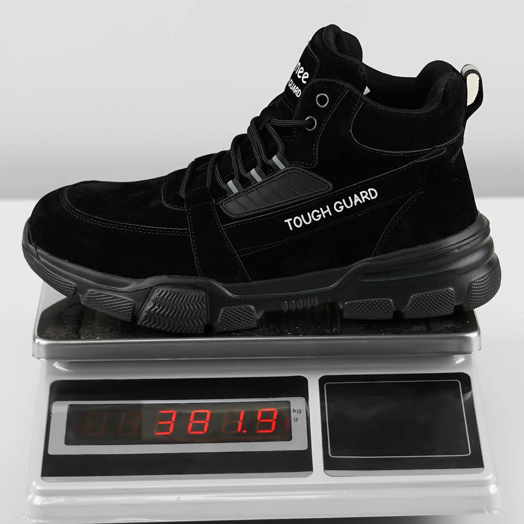 Men's High Top Steel Toe Safety Work Boots with Anti Slip Wear Resistant Outsole