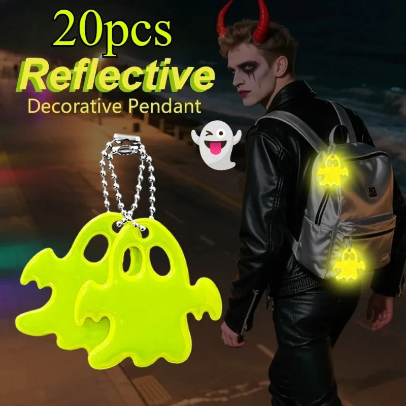 20Pcs  Double sided reflective keychain pendant, backpack hanging accessories, keychain
