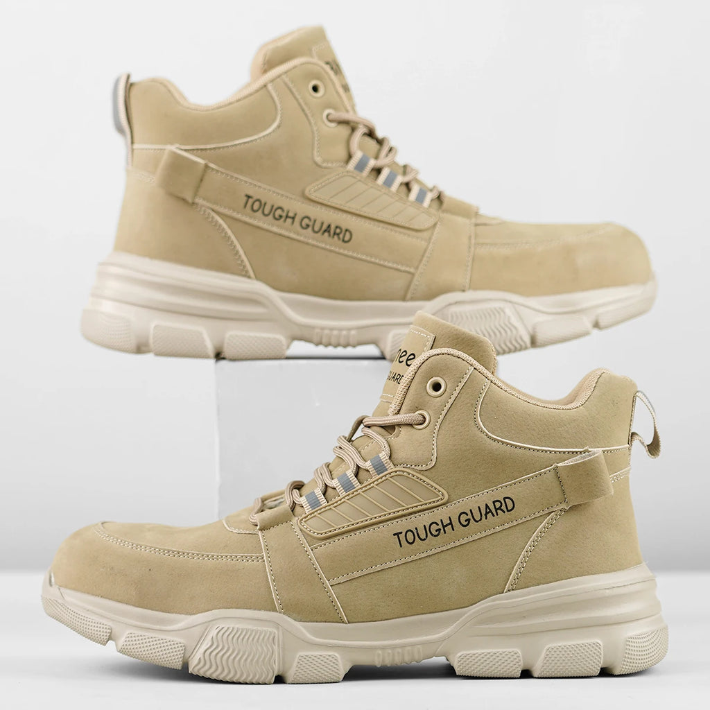 Men's High Top Steel Toe Safety Work Boots with Anti Slip Wear Resistant Outsole