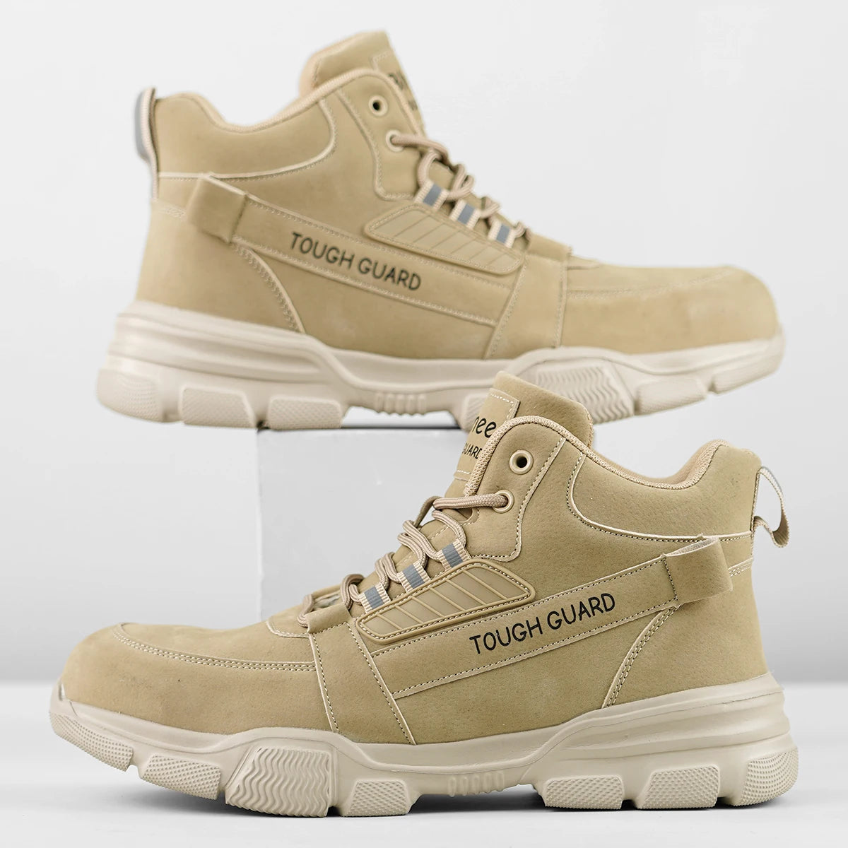 Men's High Top Steel Toe Safety Work Boots with Anti Slip Wear Resistant Outsole