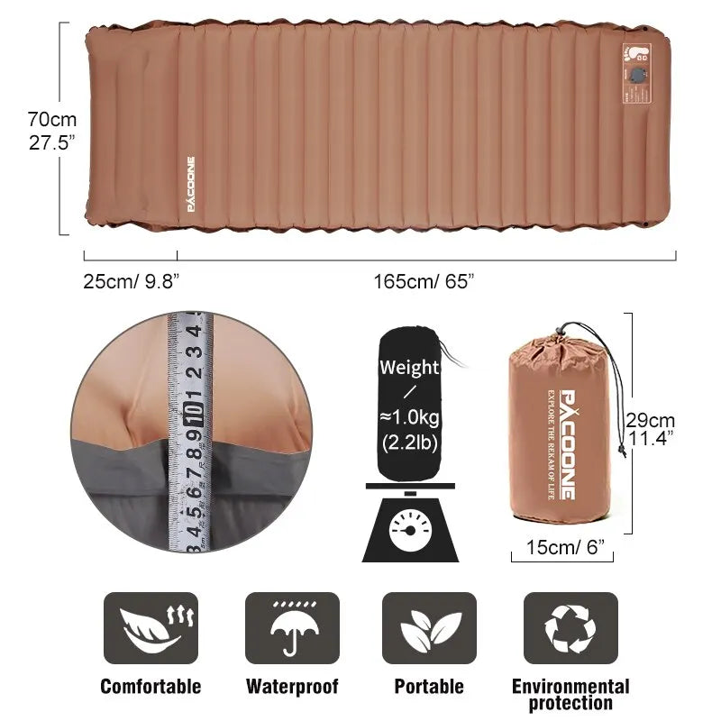 10cm Self-Inflating Air Mattress Splicable Pad Brown