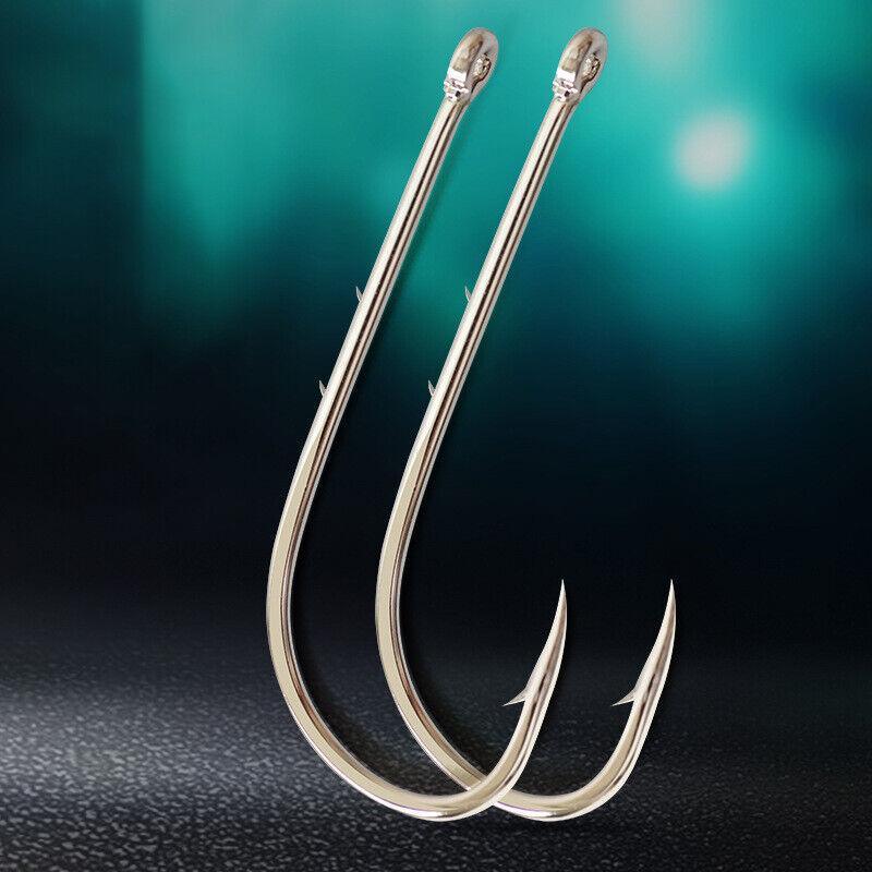 100Pcs Baitholder Fishing Hooks Barbed Long Shank Ringed Eye Multiple Sizes